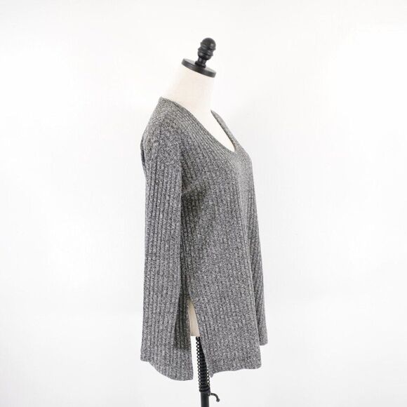 Ann Taylor Loft Gray Striped Medium Lightweight Sweater Scoop Neck Polyester - Picture 6 of 8